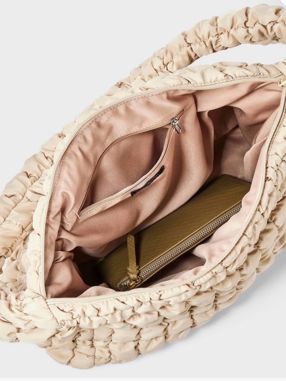 wild fable Quilted Loop-Detail Shoulder Tote in Beige - Picture 3 of 8